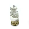Pendentif mini bouteille en verre cylindrique avec coquillages et perles blanches - 16x42mm / Style Blanc (No.8)