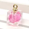 Vierkante acryl hanger van 15x20mm met facetten en roze hars decoratie - Vierkant / Felroze