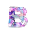 Resin letter B pendant filled with colorful crushed stones for DIY jewelry making - Letter B / 20-40mm