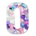 Resin number 0 bead with colorful crushed shells and polished finish for DIY jewelry - 30-40mm / Size 0
