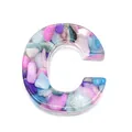 Colorful resin letter C pendant with multi-color crushed stones for DIY jewelry making - Letter C / 20-40mm