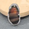 Onregelmatige donker amber natuurlijke agaat plak hanger met gat voor DIY sieraden - Donkerrood