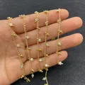 Gouden gedraaide ketting met pastelkleurige natuursteen kralen voor DIY sieraden - Op Rol / Agaatkleuren (10)