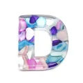 Resin letter D charm with colorful crushed stones and shell flakes for DIY jewelry - Letter D / 20-40mm