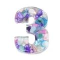 Resin number 3 bead with colorful crushed stones for DIY necklace jewelry making - 30-40mm / Size 3