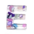 Resin letter E charm with colorful gravel inlay for DIY jewelry and necklaces - Letter E / 20-40mm