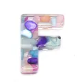 Resin letter F pendant with colorful crushed stone inlay for DIY jewelry making - Letter F / 20-40mm