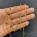 Gouden gedraaide koperen ketting met gekleurde natuursteen en gepolijste kralen voor DIY - Op Rol