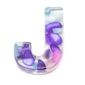 Resin letter J pendant with colorful crushed stones for DIY necklace jewelry making - Letter J / 20-40mm