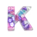 Resin letter K pendant with colorful crushed stone filler for DIY jewelry making - Letter K / 20-40mm