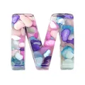Colorful resin alphabet letter M pendant with crushed stones for DIY jewelry making - Letter M / 20-40mm