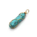 Colgante de piedra hexagonal azul con envoltura de hilo dorado y vetas naturales - No.2 Turquesa Azul