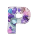 Resin letter P ornament with colorful gravel inlay for DIY necklace jewelry making - Letter P / 20-40mm