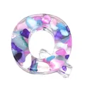 Resin uppercase letter Q bead with colorful crushed stones and shells for DIY jewelry - Letter Q / 20-40mm