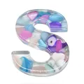Resin letter S alphabet bead filled with colorful crushed stones for DIY necklaces - Letter S / 20-40mm