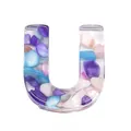 Resin letter U bead filled with colorful crushed stones for DIY jewelry necklaces - Letter U / 20-40mm