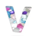 Letter V resin charm with colorful crushed stones for DIY necklaces and crafts - Letter V / 20-40mm