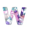 Resin letter W pendant filled with colorful crushed stones for DIY jewelry making - Letter W / 20-40mm