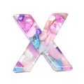 Colorful resin crushed stone alphabet bead in X-letter shape for DIY necklace making - Letter X / 20-40mm