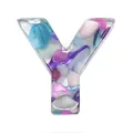 Letter Y resin charm with colorful crushed stones for DIY jewelry making and necklace crafts - Letter Y / 20-40mm