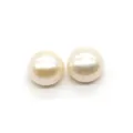 Detail view of two round white freshwater pearls with radiant luster for DIY jewelry making - 2-2.5mm / White