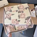 Bufanda de jacquard de girasol beige y violeta con flecos y suave textura de invierno - Rosa