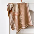 Bohemian paisley jacquard scarf in brown and beige tones with elegant fringe tassels - 185cm / Khaki
