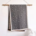 Bufanda de cachemira sintética gris oscuro con estampado de mariposas y flecos - Gris