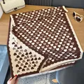 Brown heart pattern knitted scarf with fringe edge and soft cashmere-like texture - Coffee