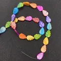 Rainbow pearl luster natural shell beads in leaf shape for DIY jewelry making - Leaf Style (10x15mm)