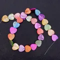 Colorful heart-shaped shell beads with natural iridescent luster for jewelry DIY - Vertical Hole Heart Style (15mm)