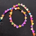 Vibrant heart-shaped shell beads for DIY jewelry making in multi-color pastel tones - Horizontal Hole Heart Style (8mm)