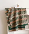 Cozy imitation cashmere winter shawl with cartoon bear and heart pattern - Green