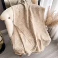 Beigebrauner Quasten-Poncho mit Vintage-Klee-Jacquardmuster für Damen - 185cm / Khaki