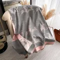 Fashion zebra pattern scarf in grey and pink with delicate tassel edge detail - Gray