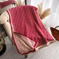 Sciarpa geometrica bifacciale in cashmere con motivi rossi e bianchi e frange fini - 180cm / Rosso