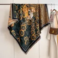 Artistic Van Gogh sunflower jacquard double-sided winter shawl with vintage fringe - Fj-214 Sunflower / 130cm