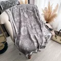 Contrast floral cotton scarf in grey and beige with soft fringe on a cream sofa - TSM-212 / 180x70cm / Gray