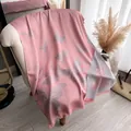 Pink and silver butterfly pattern jacquard scarf with tassels in soft tencel cotton - Pink Gray (TSM-074)