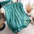 Peacock green floral jacquard cotton scarf with elegant tassels for women - TSM-214 / 180x70cm / Green