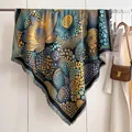 Bohemian cashmere shawl with gold lotus and colorful dots featuring fringe trim - Fj-220 Lotus Pond / 130cm