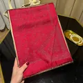 Sparkling red scarf with metallic glitter threads and tassel trim for women - Tsm-419 Red