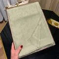 Pale green floral jacquard long scarf with elegant fringe trim for women - Tsm-424 Matcha