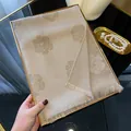 Elegant champagne gold camellia floral shawl with fine fringe and subtle shimmer - Tsm-451 Light Champagne