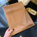 Rose gold silk scarf with shimmering glitter finish and elegant tassels for women - Coffee
