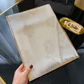 Silver camellia floral silk scarf with sparkling texture and elegant fringe - Tsm-446 Gray