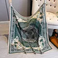 Baroque style dark green silk scarf with gold scroll patterns and beige border - 90x90cm / Green (XWFJ-002)