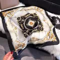 Baroque chain print silk square scarf in classic black, white and gold luxury style - 70fj-355 Yellow And Black / 70*70cm