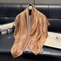 Champagne gold silk square scarf with geometric diamond pattern and subtle shimmer finish - 90x90cm / Brown