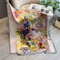Carré de soie chic 90cm avec imprimé floral vintage style peinture à l'huile et bordure grise - Rose Clair